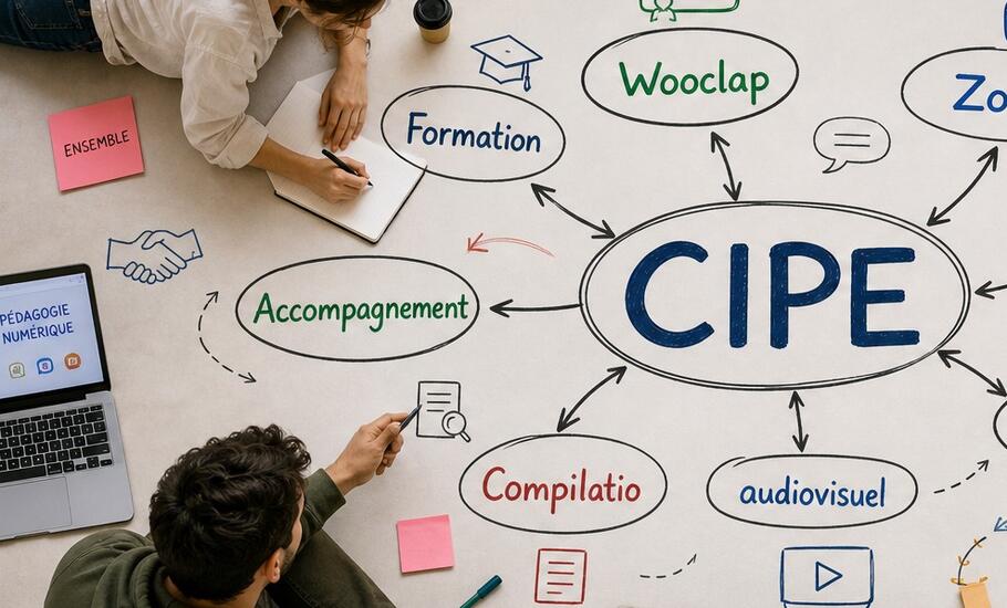 étudiants autour des outils du CIPE (sous forme de bulle)