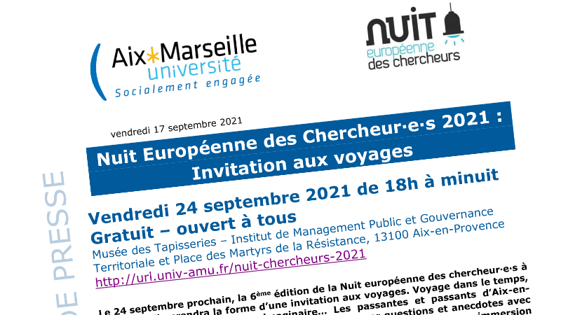 Capture d'écran du communiqué de presse : Nuit Européenne des Chercheur.e.s 2021 