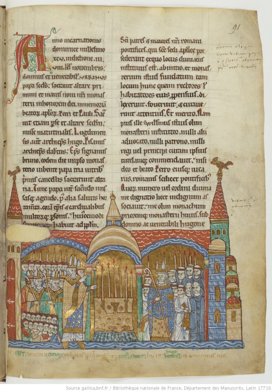 Consécration de Cluny : Paris, BNF, ms. Lat. 17716, fol . 91